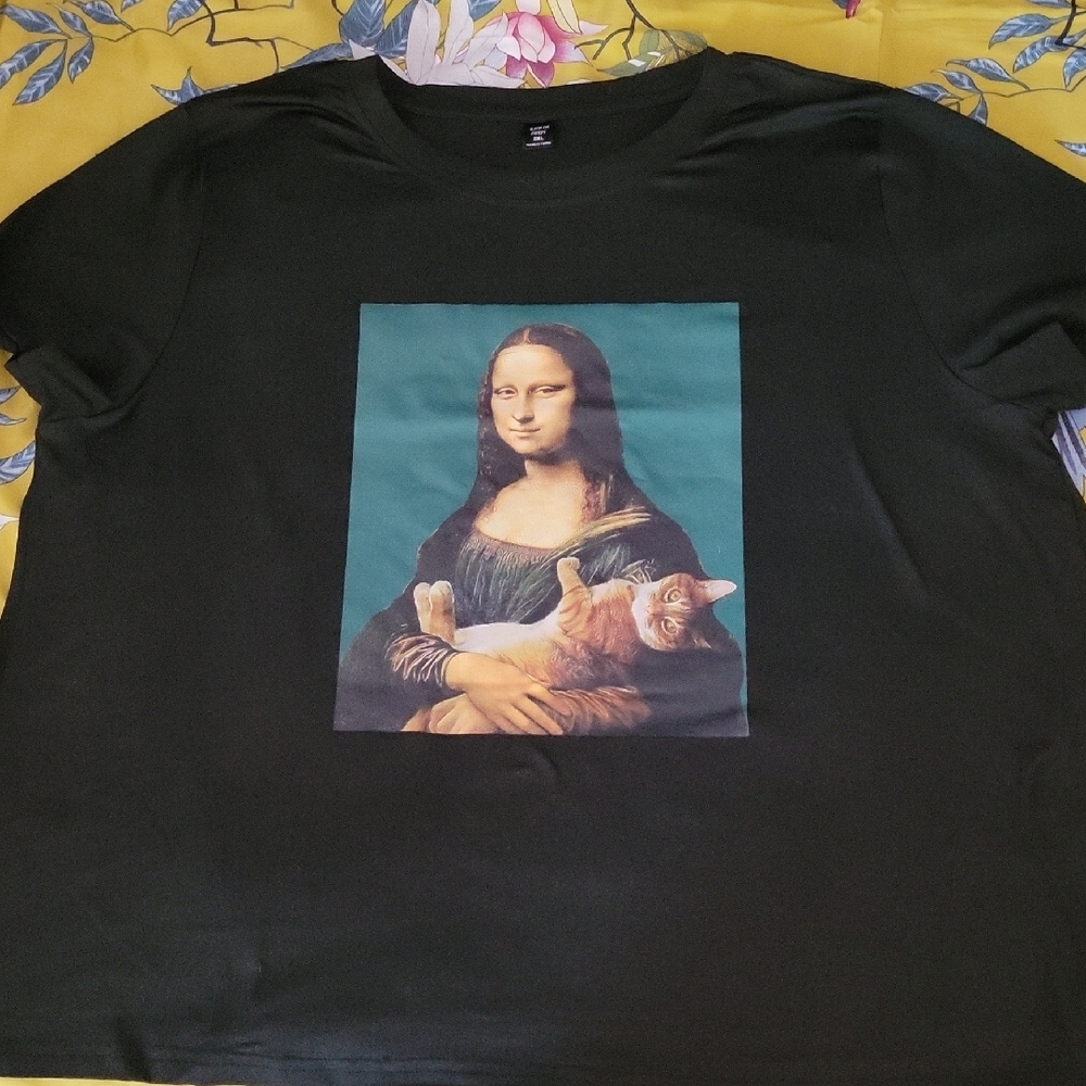 Mona Lisa Cat Art T-Shirt